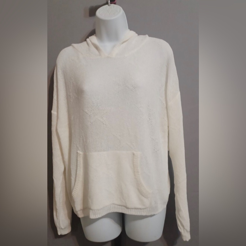 Honey Punch sweater hoodie style pullover white loose fit sz M